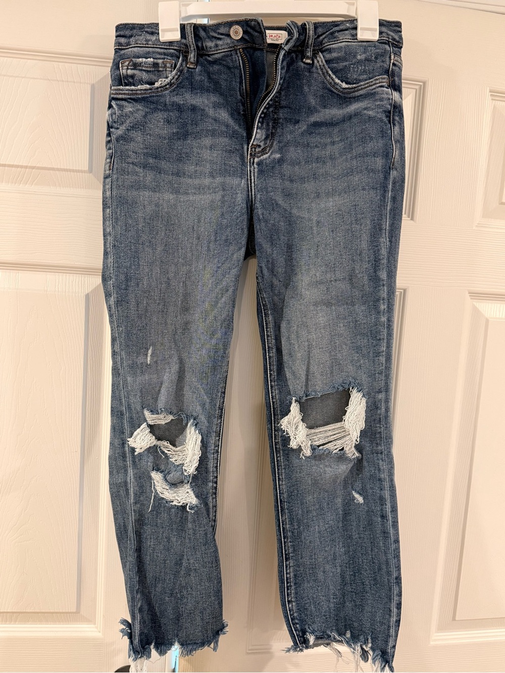Women's Boyfriend Distressed Dark Blue Ripped Jeans